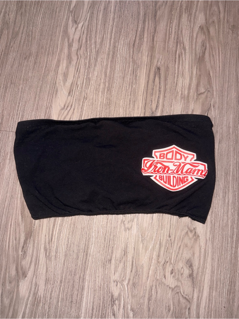 Black Bandeau Tube Top with Red White Logo